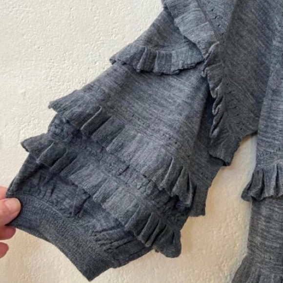 PHILLIP LIM Tiered Ruffle Wool Cashmere Blend Lightweight Sweater - Picture 4 of 10